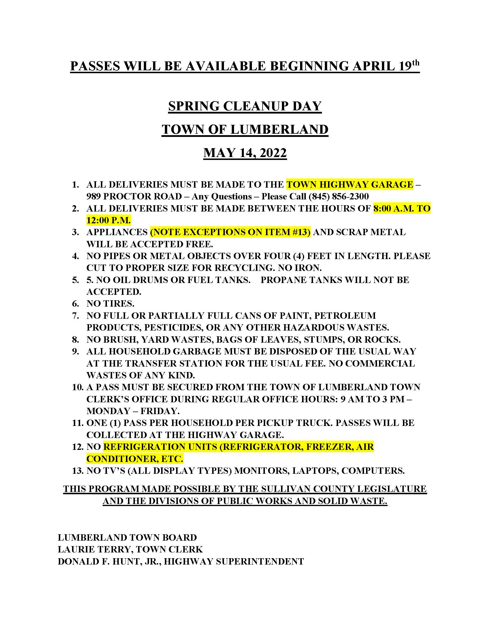 Spring Clean up Notice 2022